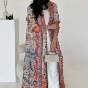 Adaa 09 - Burnt Orange Printed Abaya